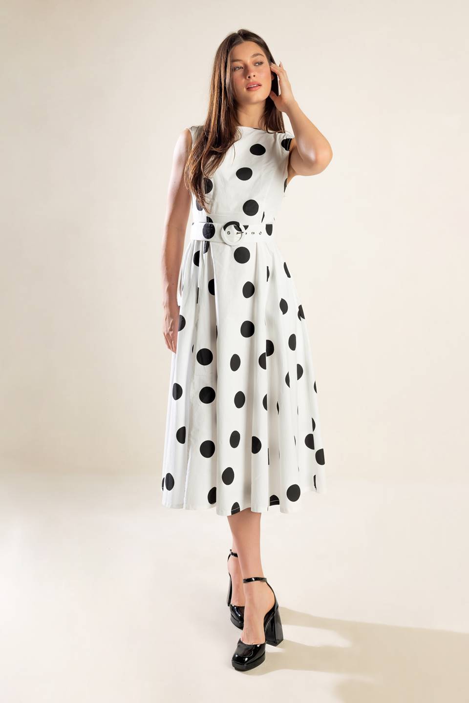 ECHOING FJORD WOVEN MIDI DRESS Flying Tomato